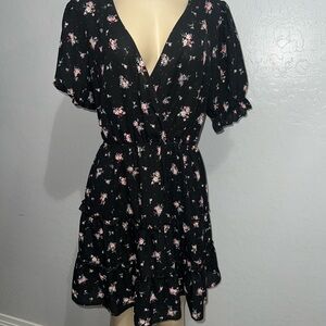 Inspired Hearts Floral Black Dress size Large